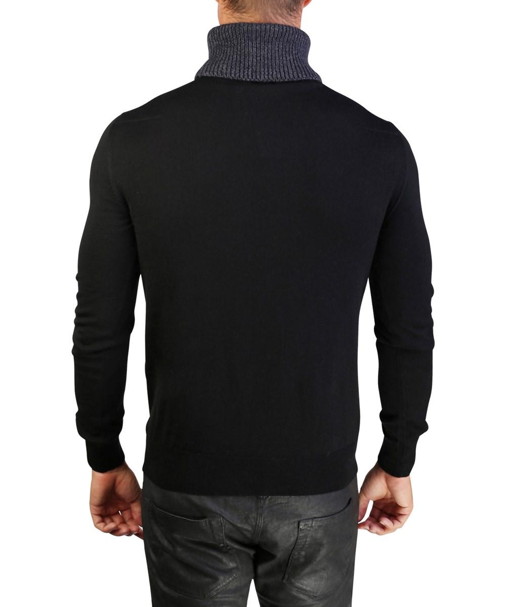 Dior Homme Virgin Wool Turtleneck Sweater Black Blue