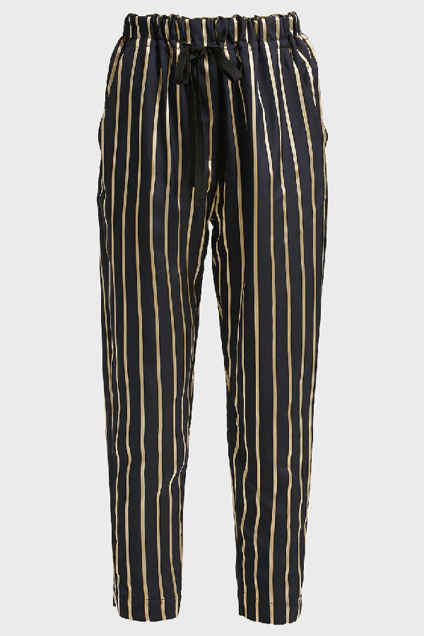 Forte Forte Striped Trousers In Black And Gold ModeSens