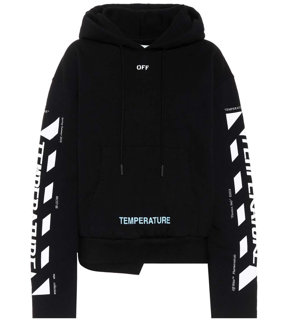 Offwhite Temperature Printed Cotton Hoodie In Black ModeSens