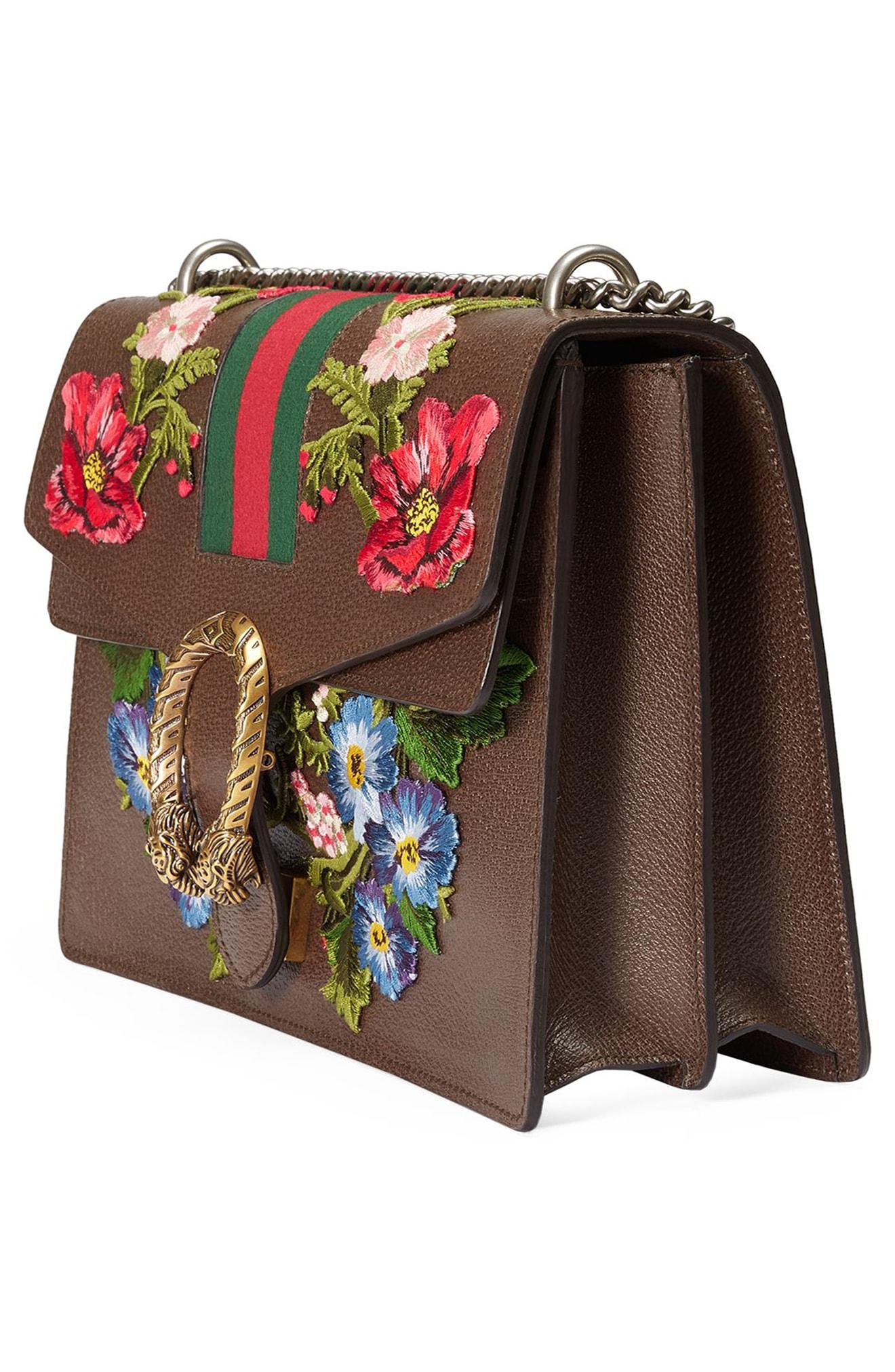 Gucci Medium Dionysus Embroidered Leather Shoulder Bag Brown ModeSens