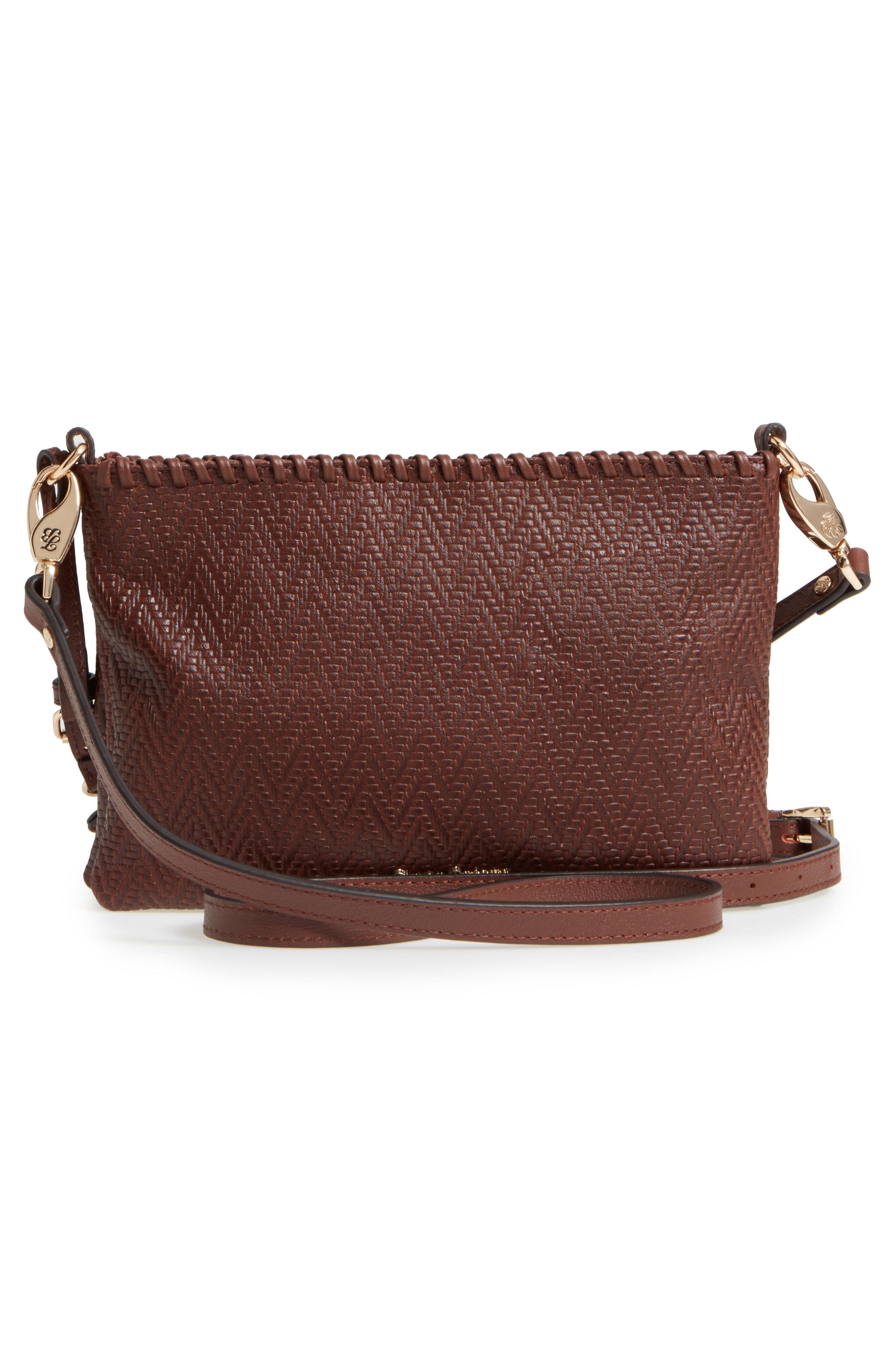 Tommy Bahama Exumas Double Top Zip Leather Crossbody Bag Brown In