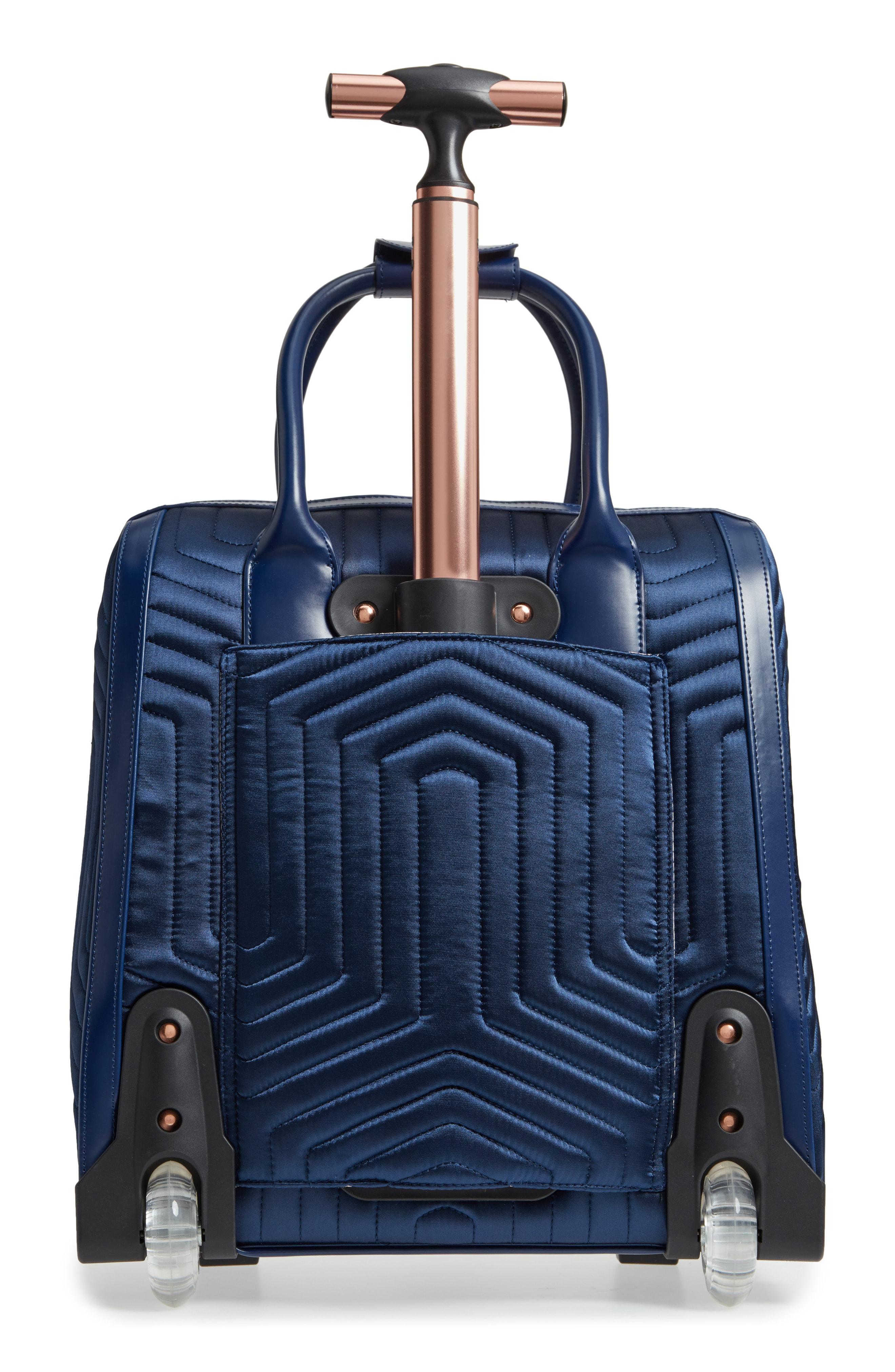 Ted Baker Anisee Quilted Wheeled Travel Bag Blue In Navy