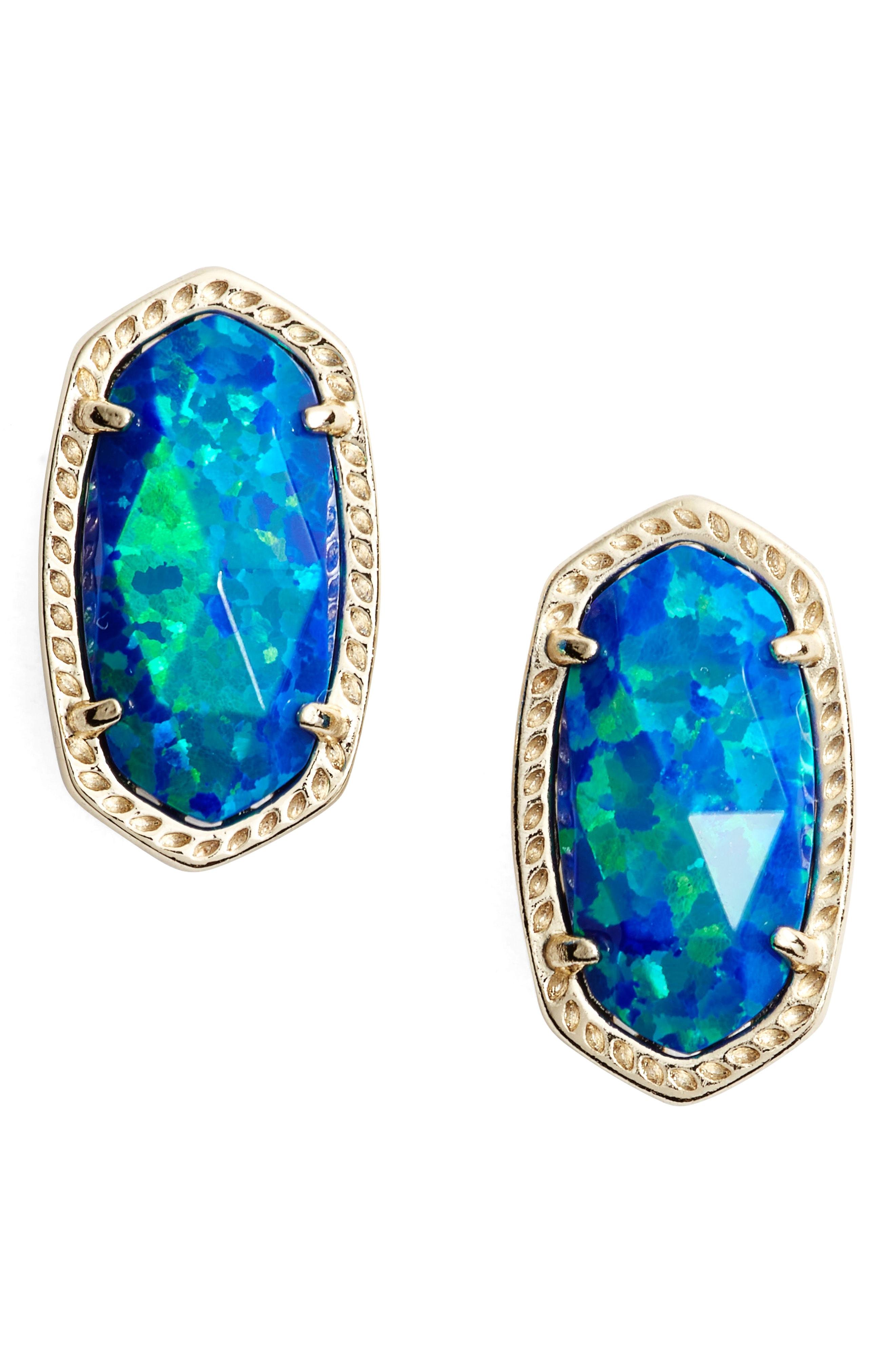 Kendra Scott Ellie Earrings In Royal Blue Kyocera Opal/ Gold ModeSens