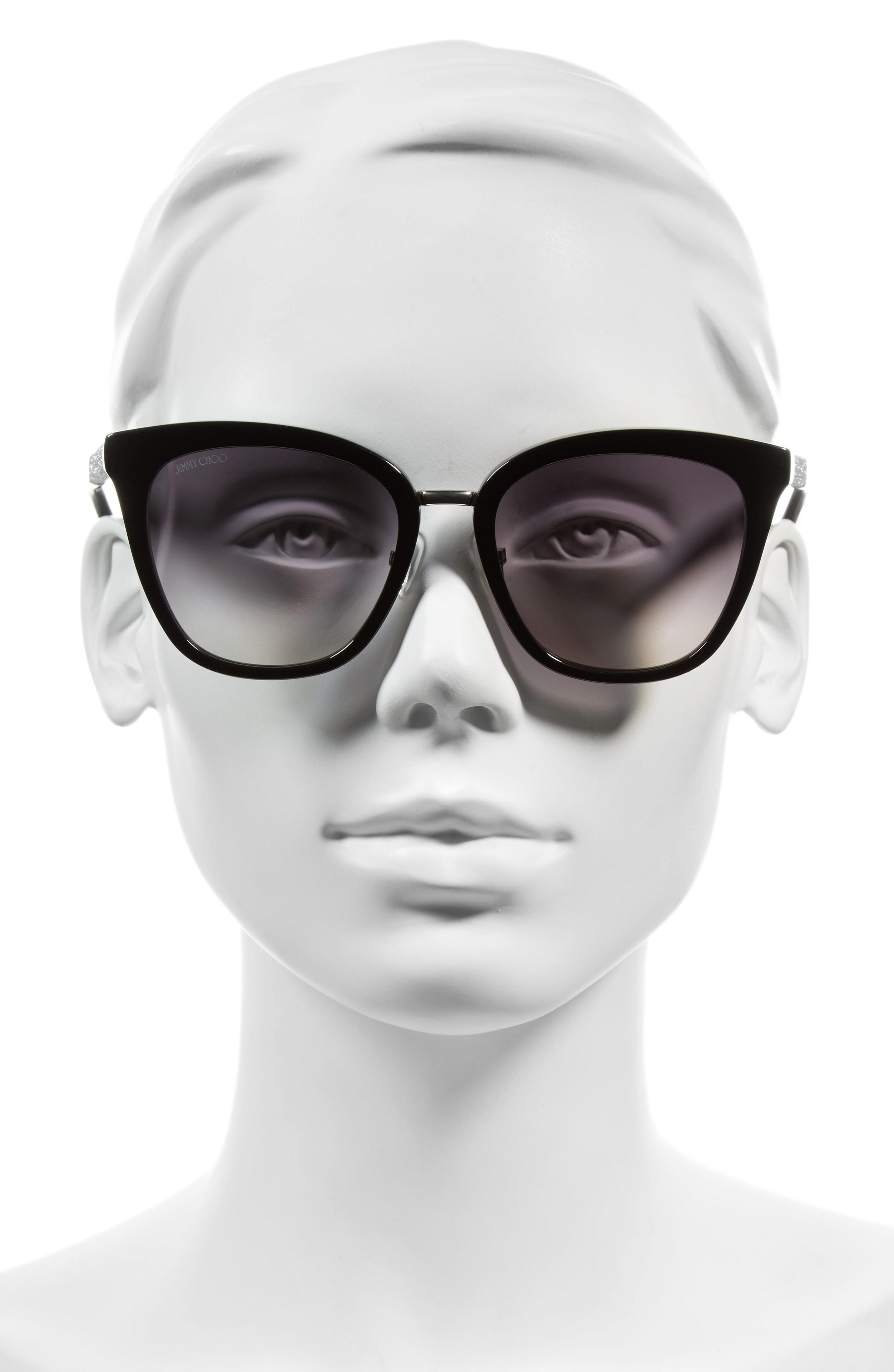 Jimmy Choo Fabry Cat Eye Sunglasses, 53mm In Black ModeSens