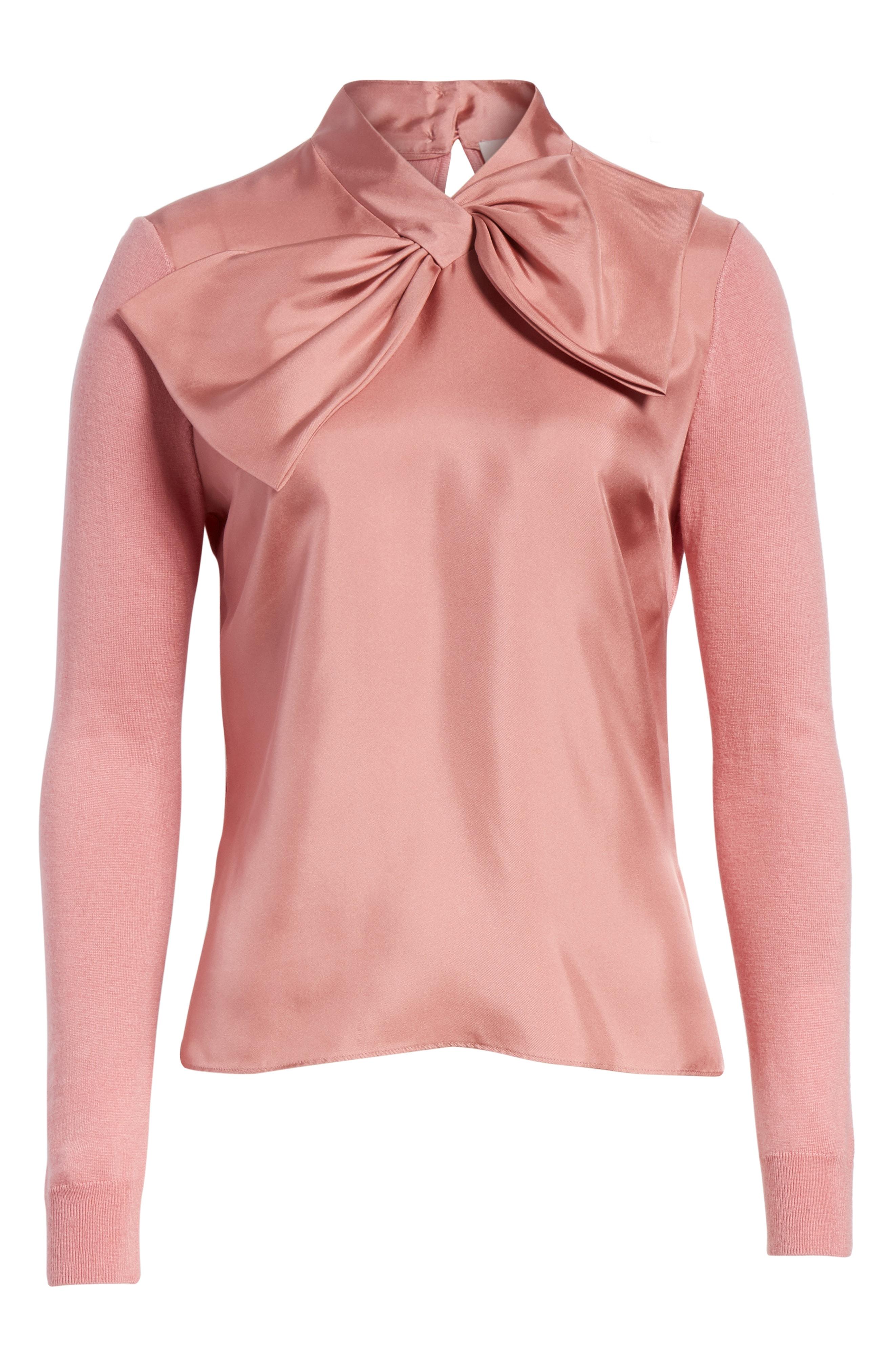 Ted Baker Bow Woven Front Sweater In Pink ModeSens