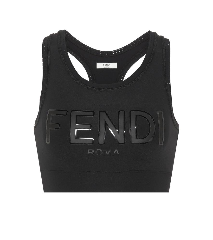 Fendi Logo Sports Bra In Black ModeSens