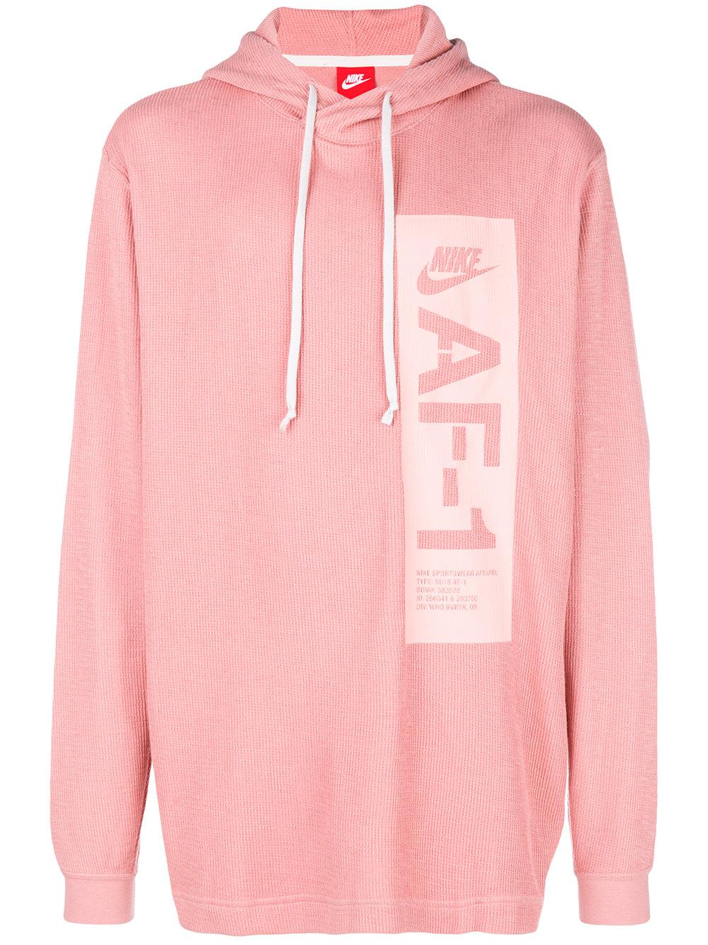 Nike Logo Printed Drawstring Hoodie Pink In Pink & Purple ModeSens