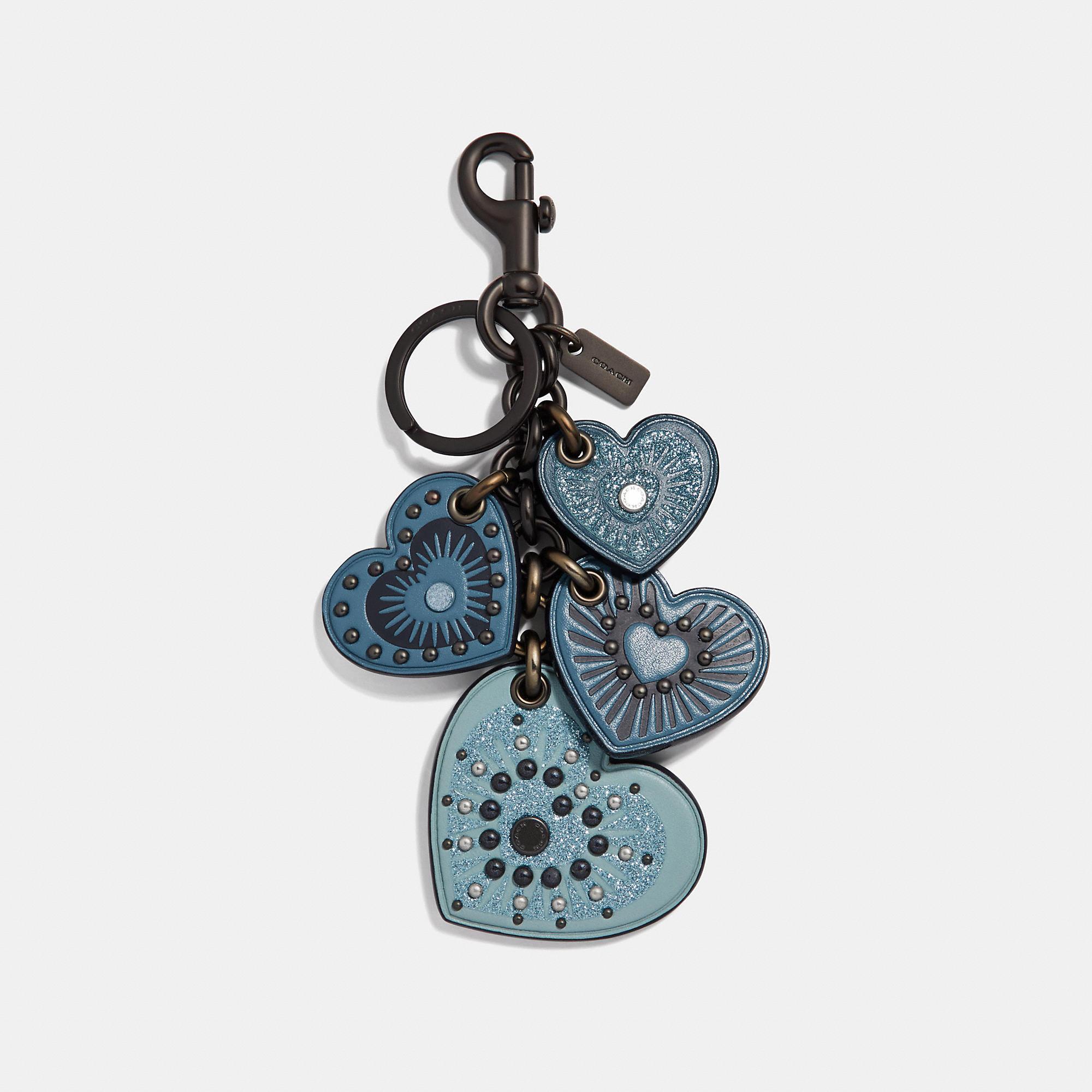 Coach Heart Mix Bag Charm Women's In Chambray/black ModeSens