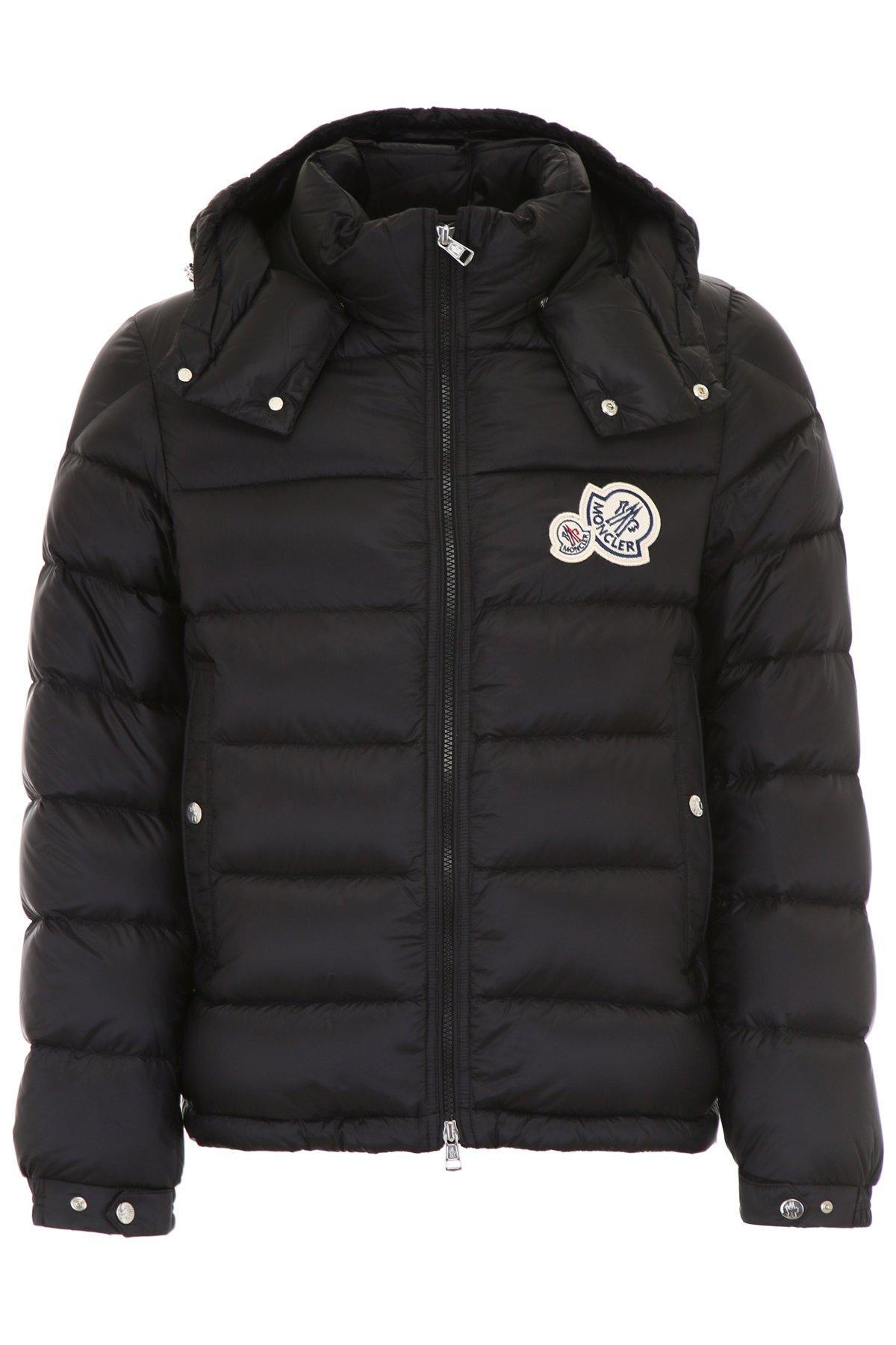 Moncler Logo Patch Puffer Jacket In Black ModeSens
