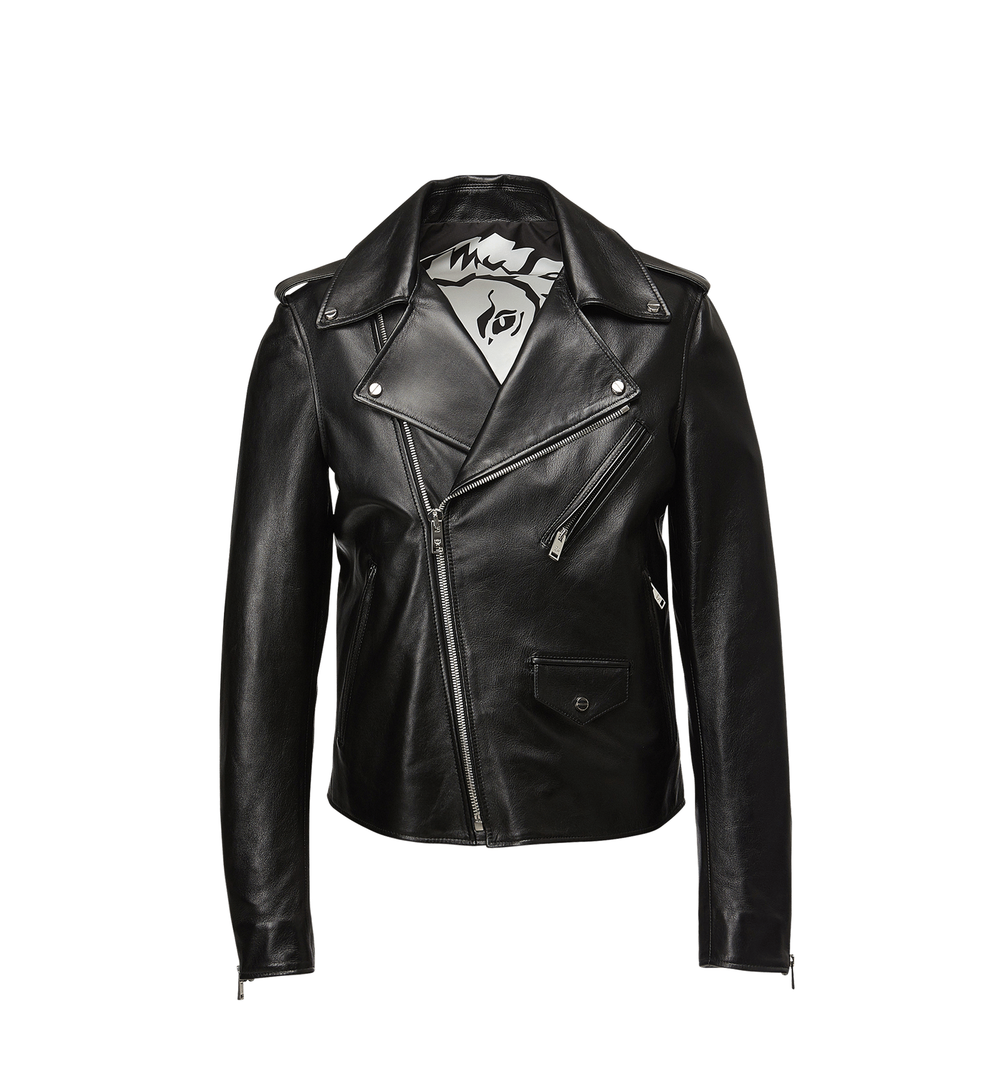 Mcm Men's Embossed Logo Leather Rider Jacket In Black ModeSens