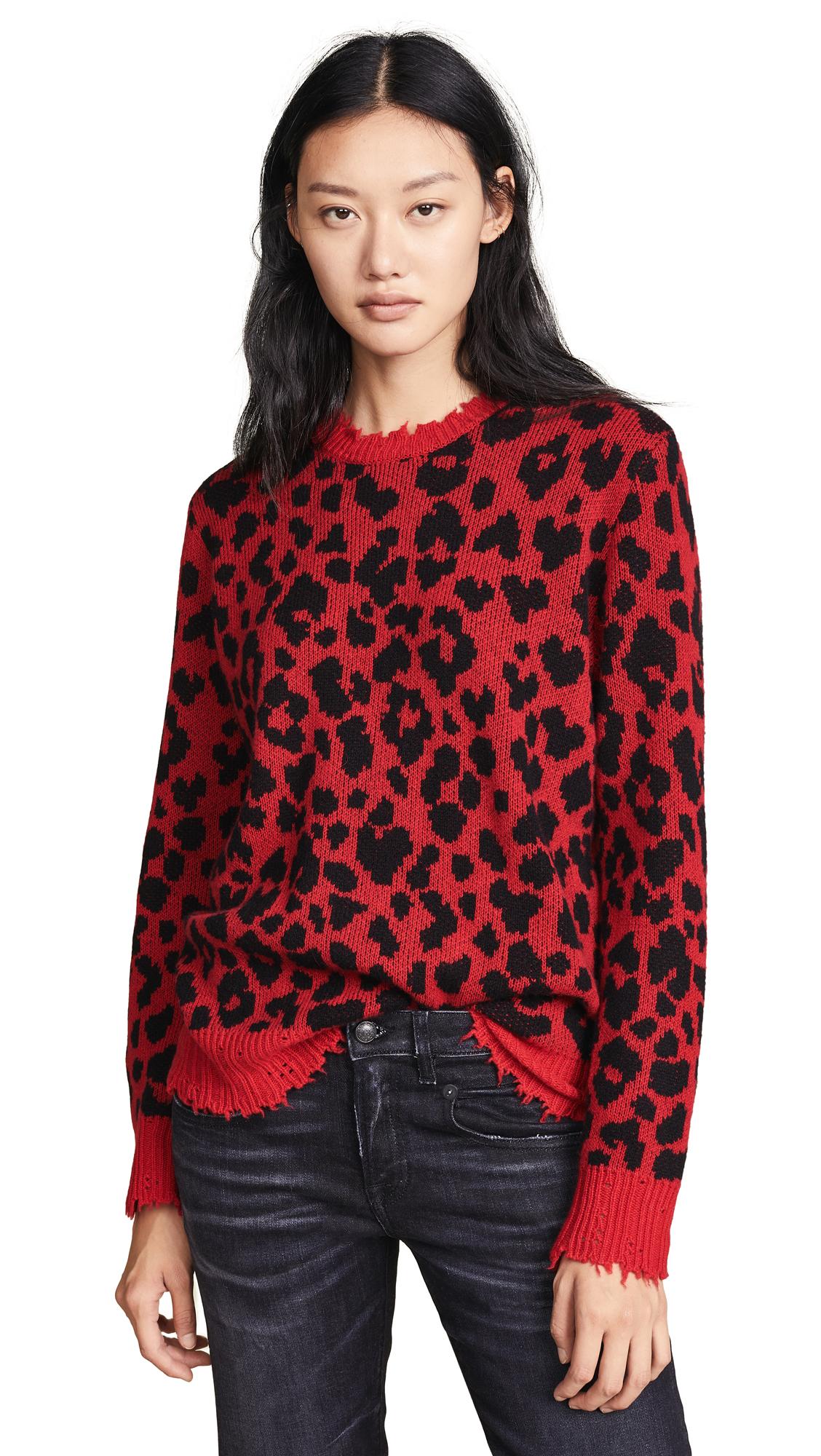 R13 Leopard Print Knit Cashmere Sweater In Red ModeSens