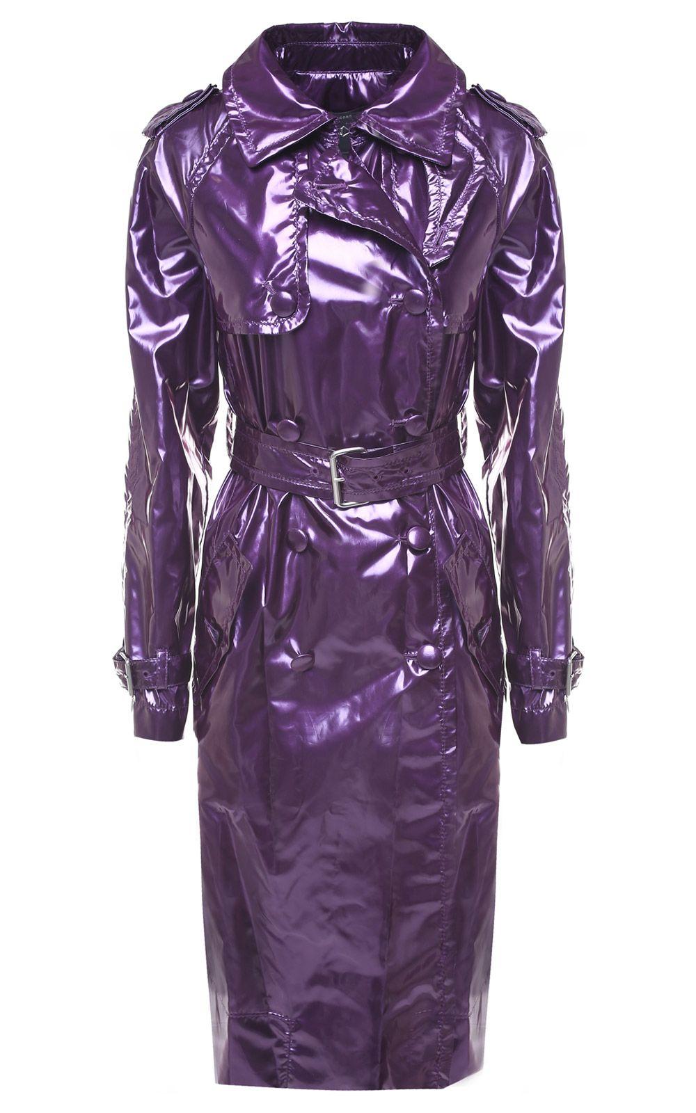 Marc Jacobs Doublebreasted Belted Shiny Trench Coat In Purple ModeSens