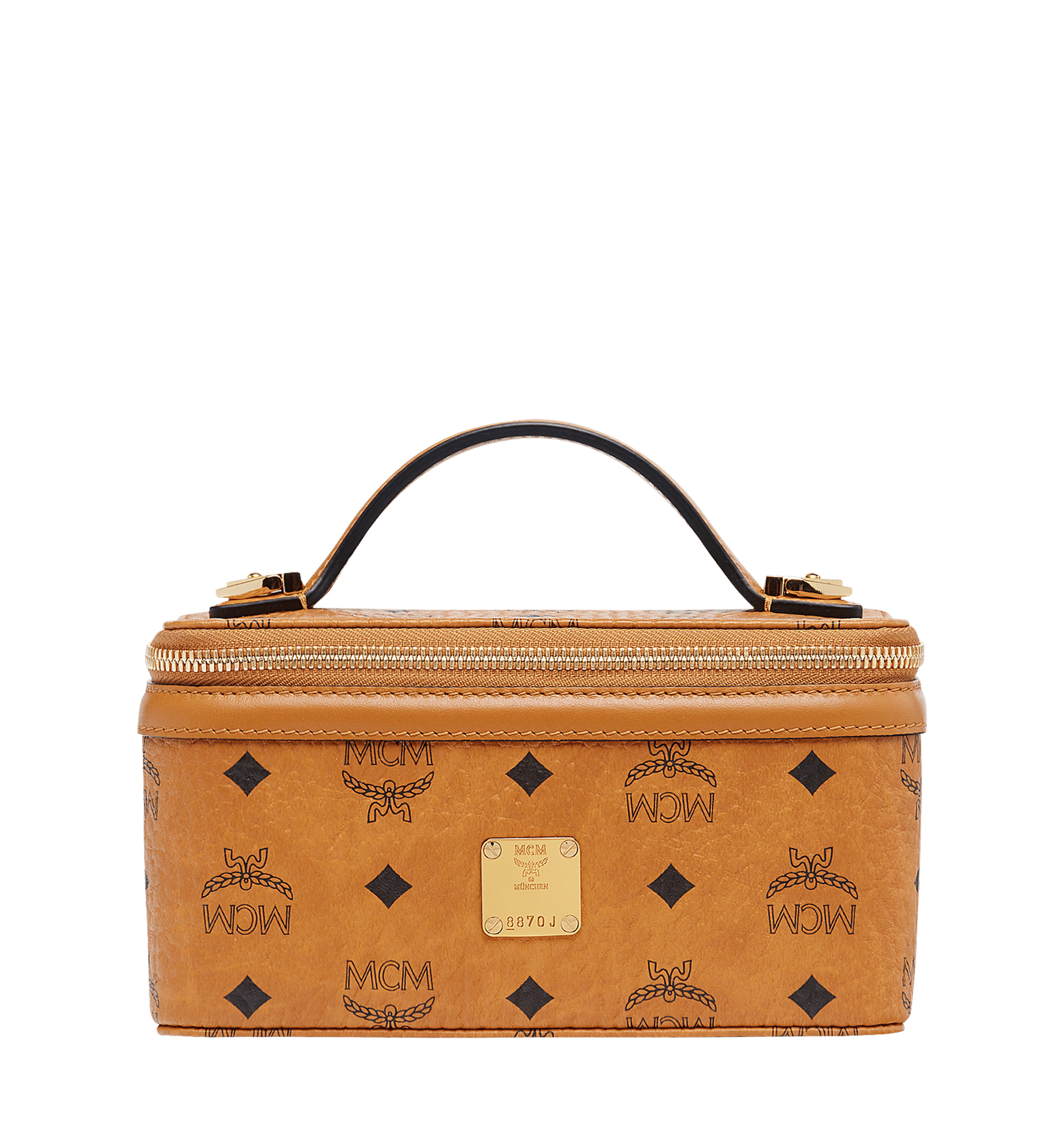 Mcm Rockstar Vanity Case In Visetos Original In Cognac Cognac ModeSens