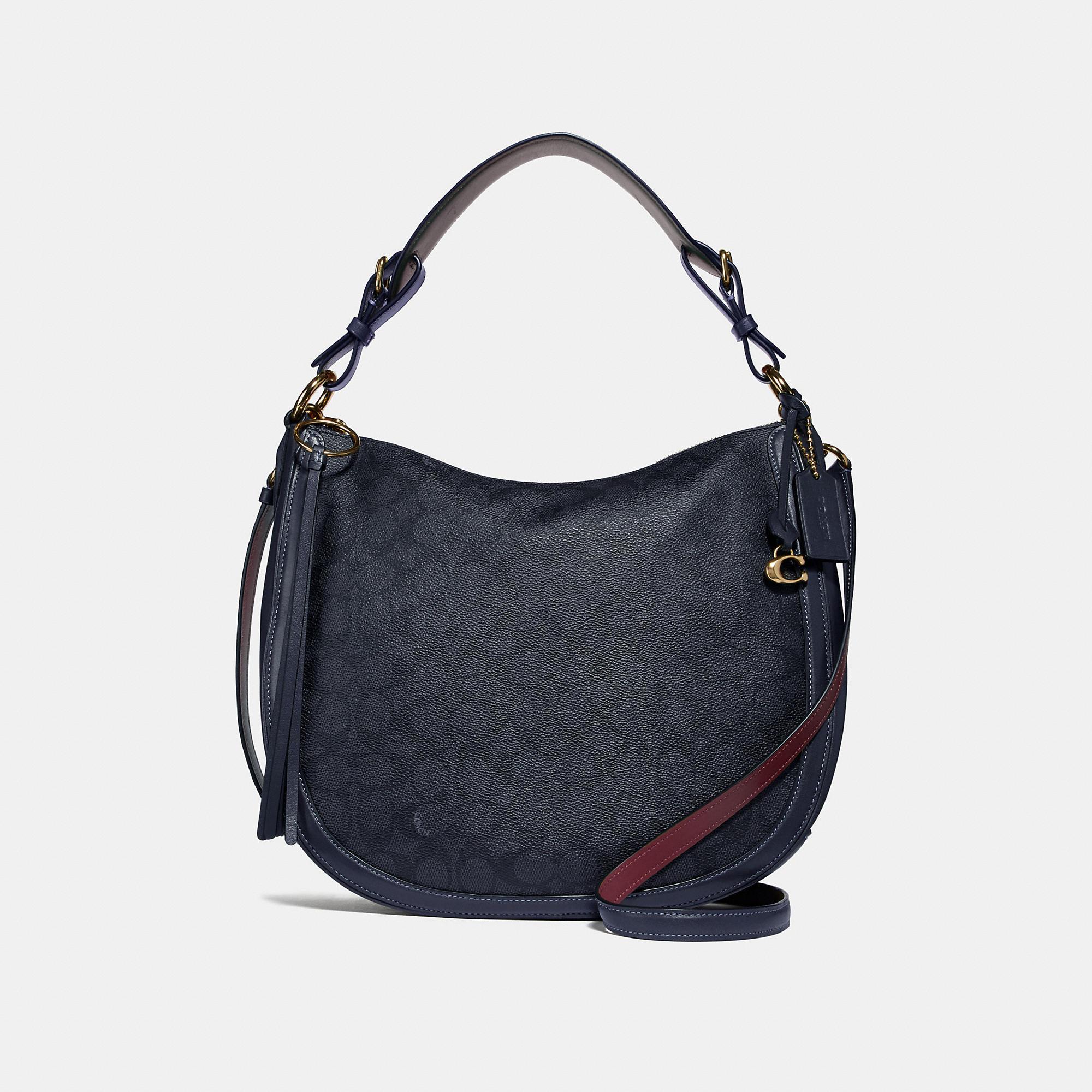 Coach Sutton Pebbled Leather Hobo Bag Midnight Navy IUCN Water