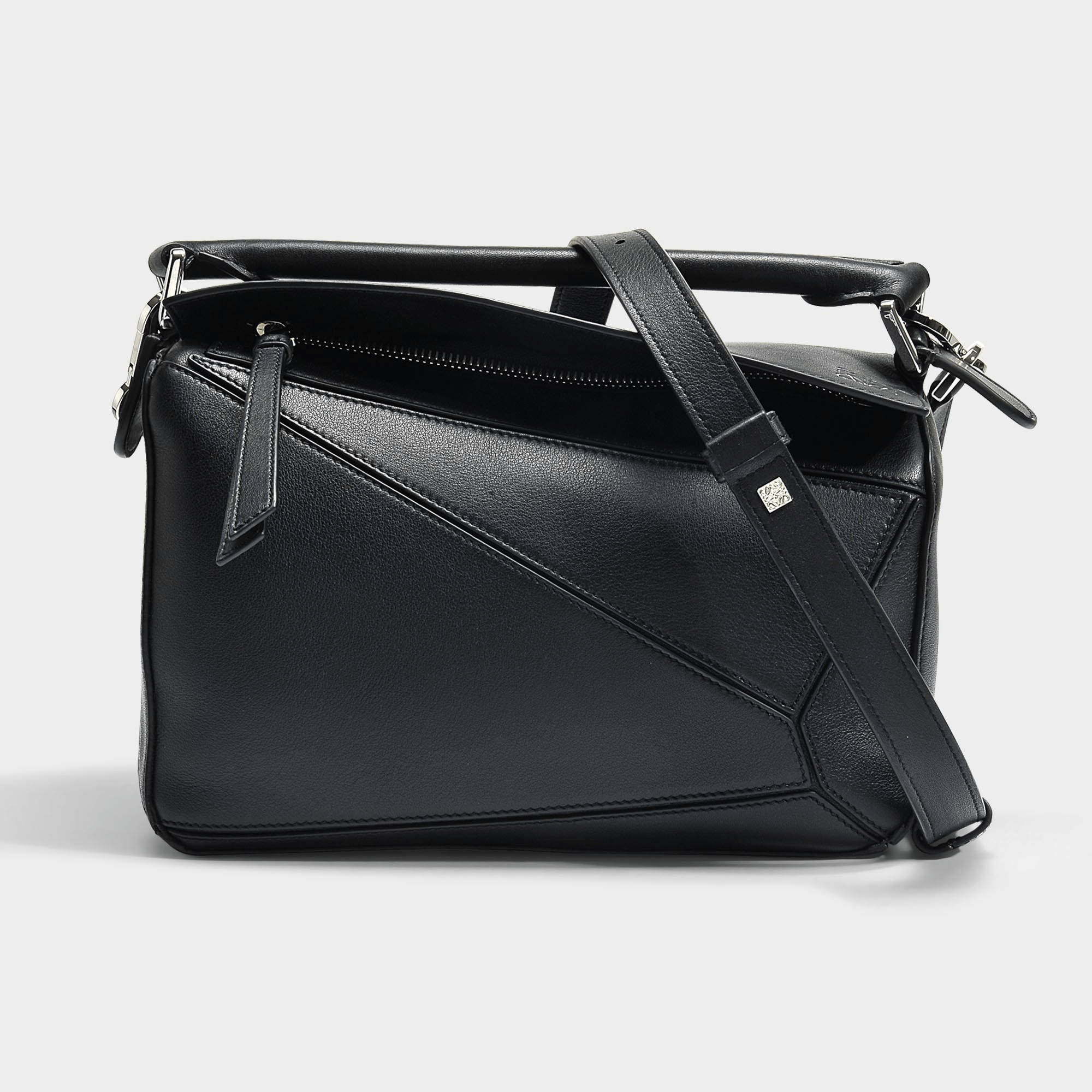 Loewe Puzzle Small Bag In Dark Taupe Leather In Black ModeSens