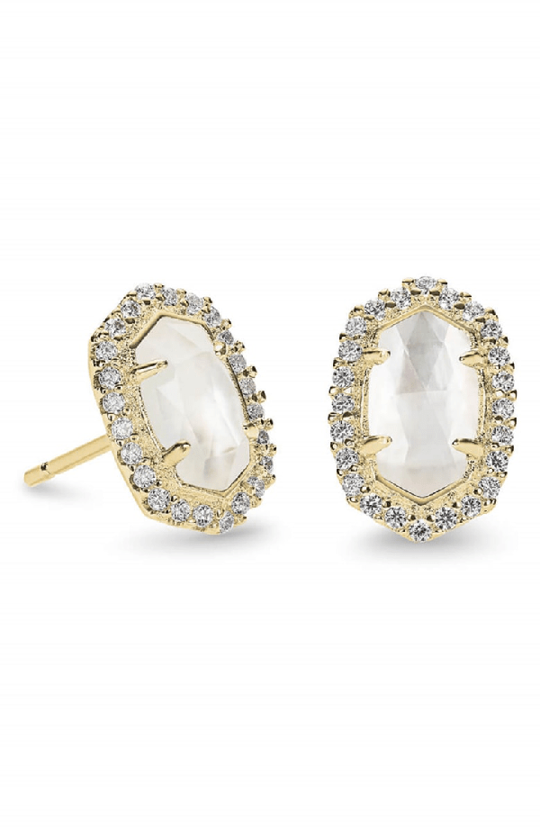 Kendra Scott 'cade' Drusy Stud Earrings In Gold Iridescent Drusy White