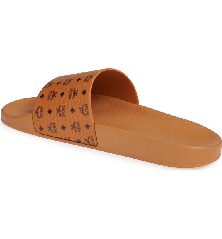 Mcm Men's Monogram Logo Print Slide Sandals In Cognac ModeSens