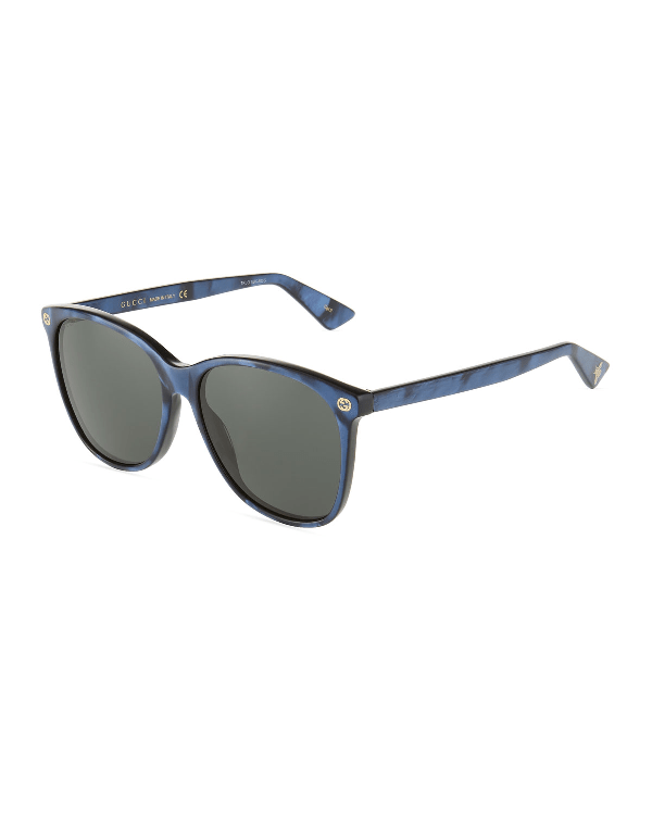 Gucci Round Acetate Sunglasses In Blue/Gray ModeSens