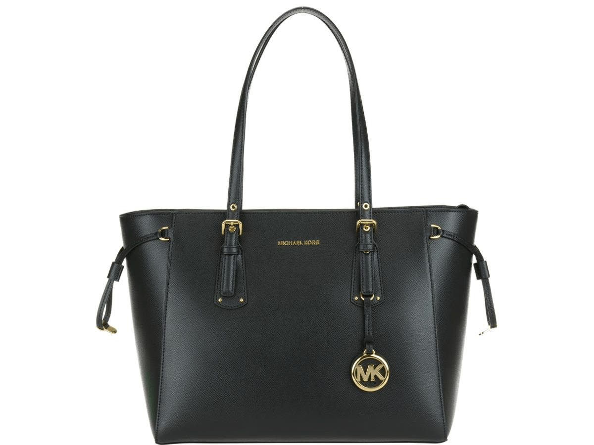 Michael Kors Voyager Medium Leather Shoulder Tote Bag In Black ModeSens