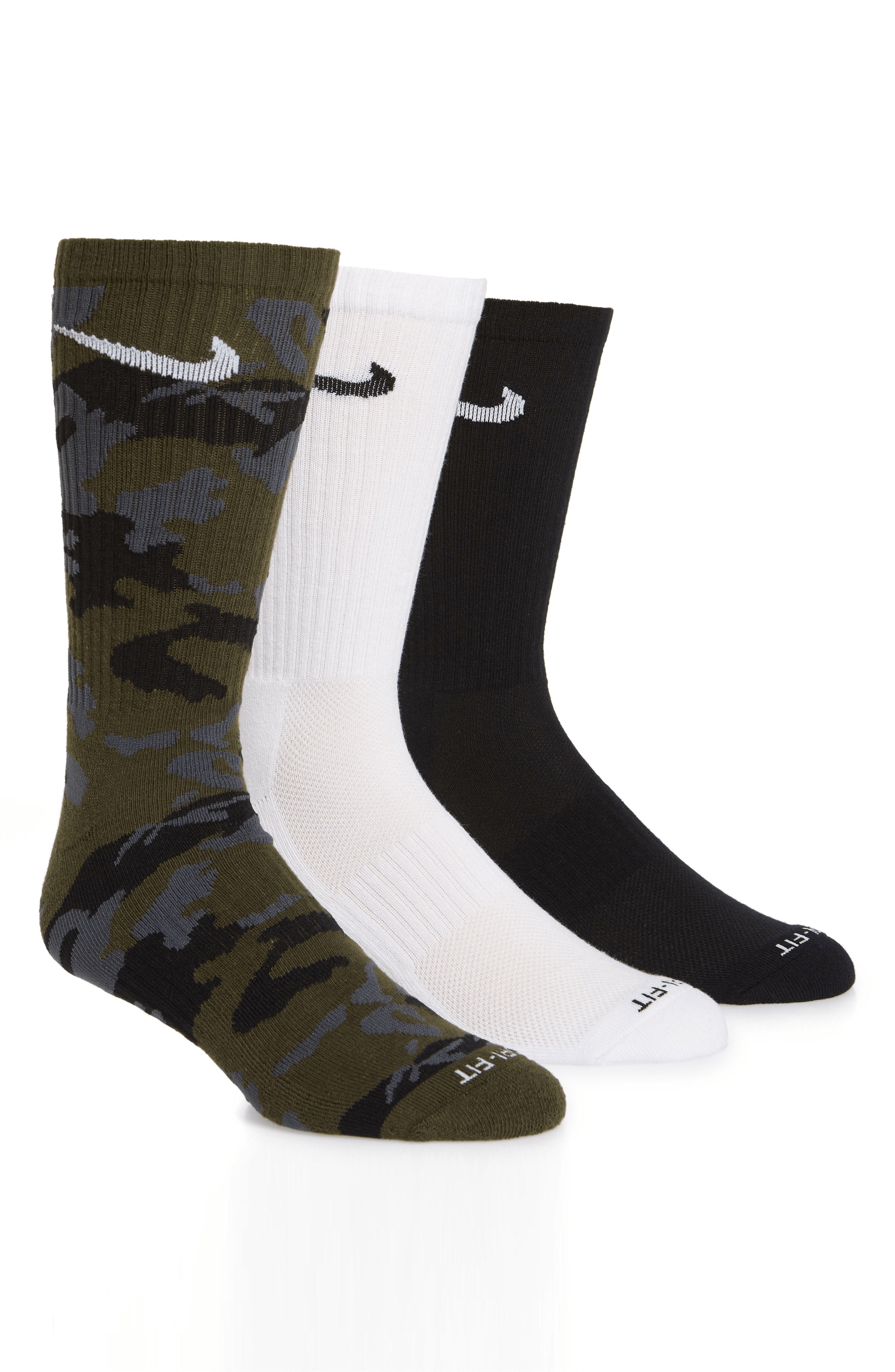 Nike Men's Dry Cushioned Crew Socks 6pack In Hunter Green Camo/white