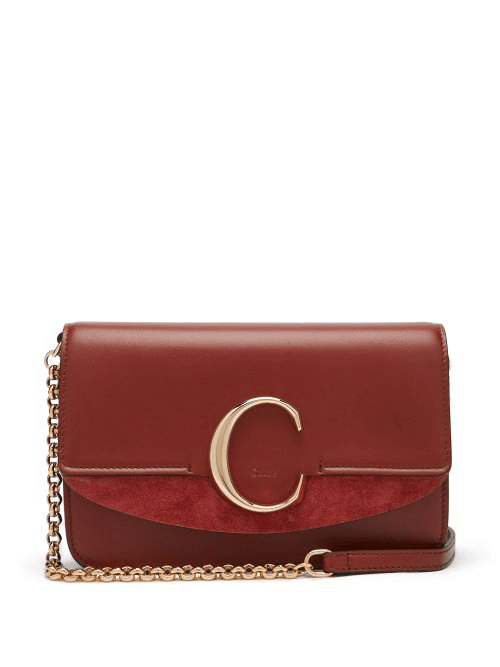 ChloÉ The C Leather And Suede CrossBody Bag In Tan ModeSens