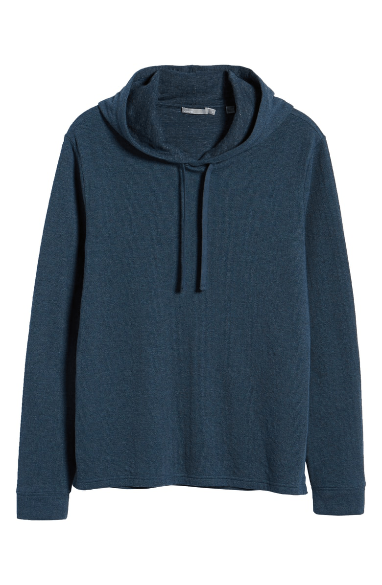 Vince Double Knit Pullover Hoodie In Heather Navy ModeSens