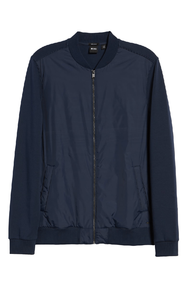 Hugo Boss Nylon Front Fleece Jacket In Navy ModeSens