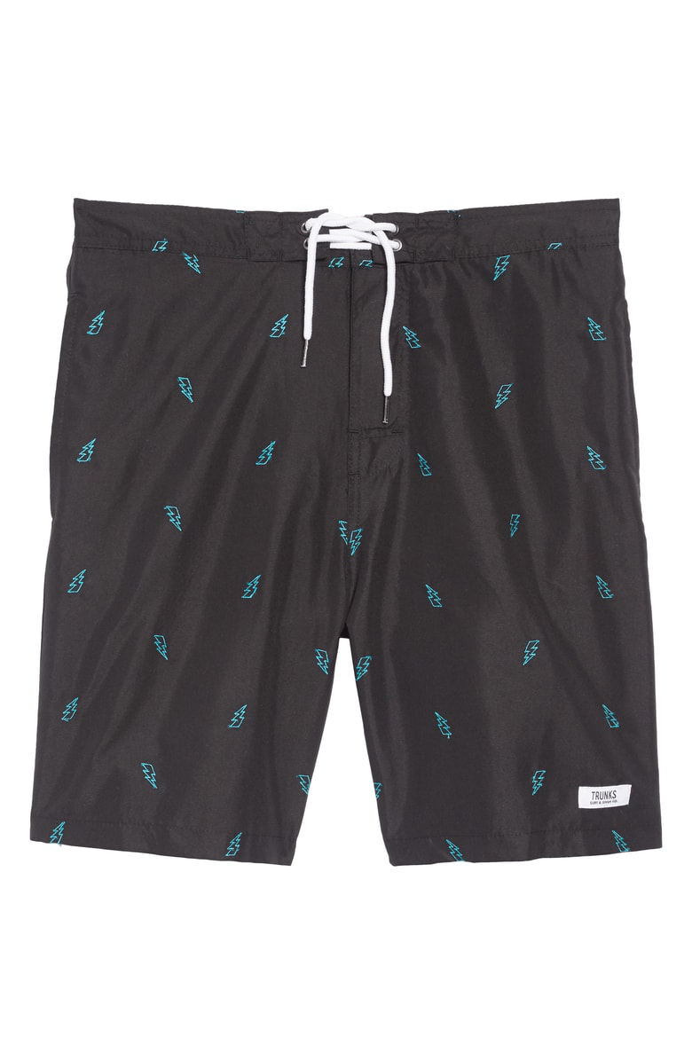 Trunks Surf & Swim Co. Premium Embroidered Swami Swim Trunks In Black