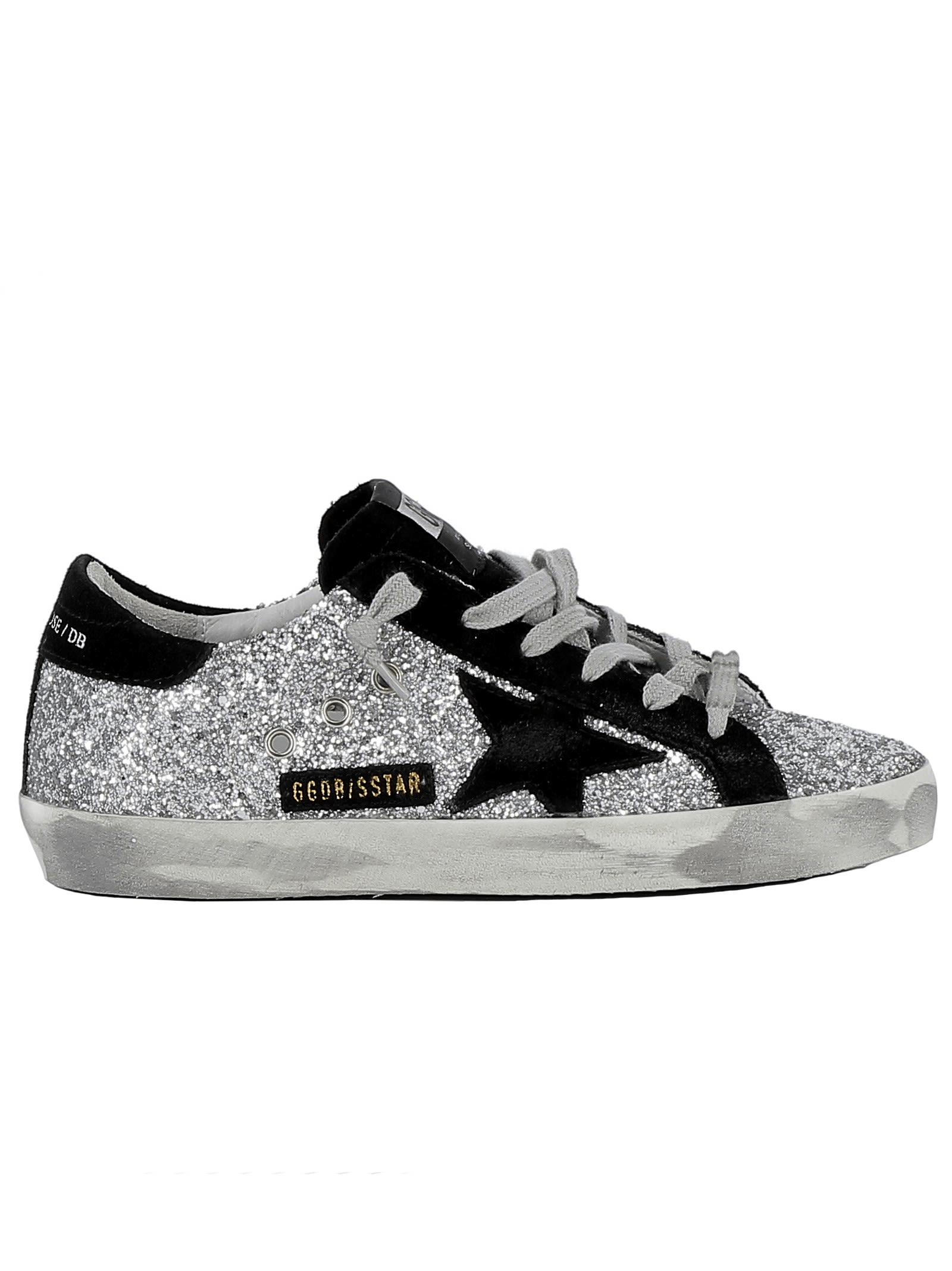 Golden Goose Silver/black Glitter Sneakers ModeSens