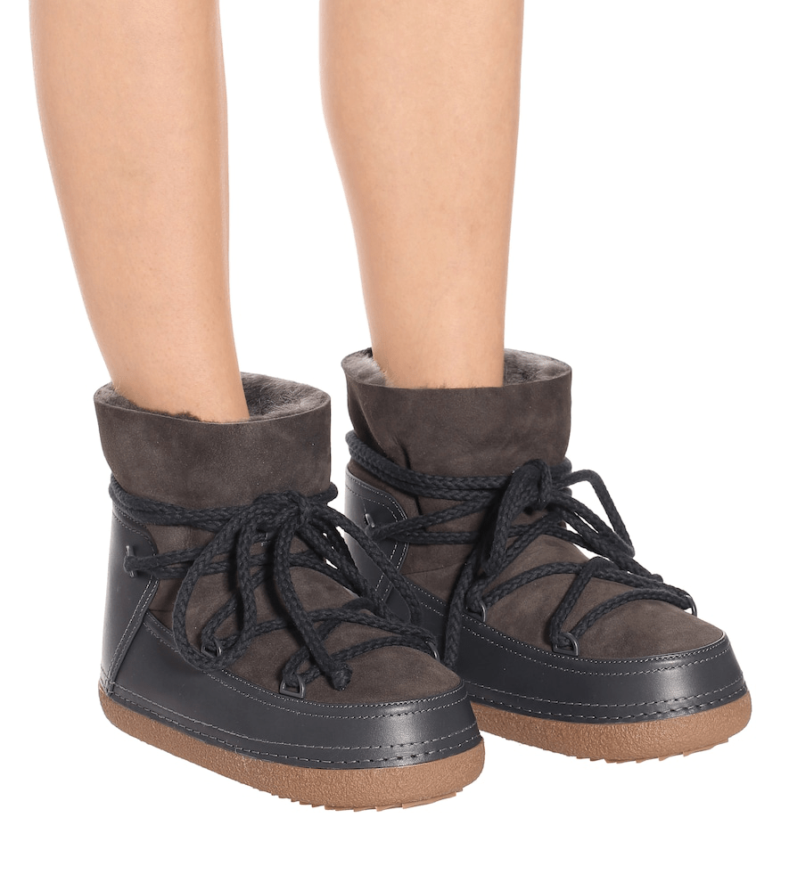 Inuikii Classic Leather And Fur Boots In Grey ModeSens