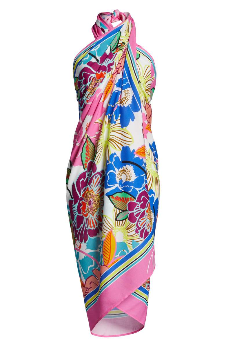 Trina Turk Radiant Blooms Pareo Swim Coverup In Burgundy Multi ModeSens