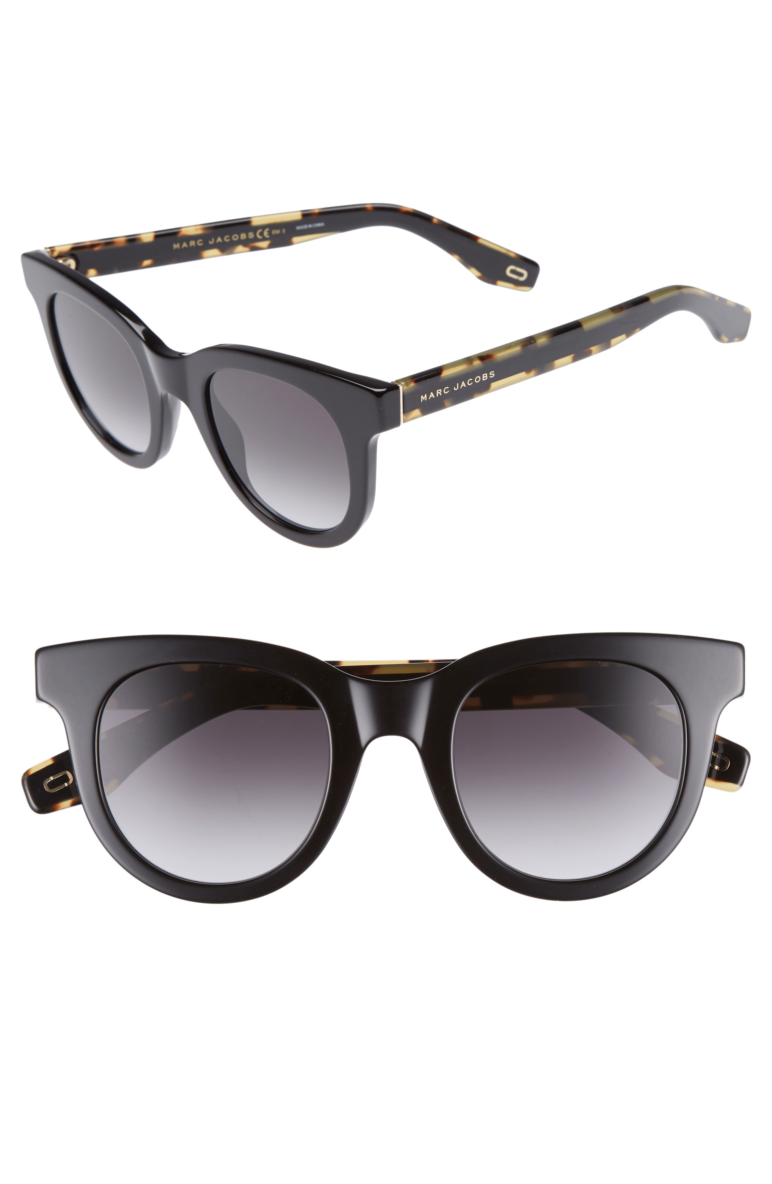 Marc Jacobs 47mm Round Lens Cat Eye Sunglasses Black ModeSens