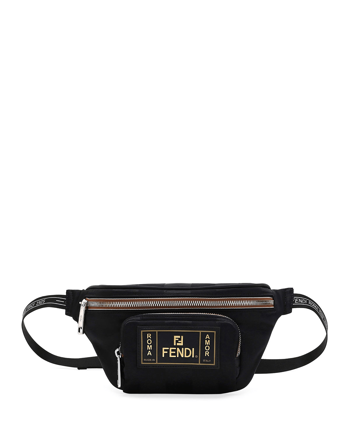 Fendi Men's Canvas Striped Belt Bag/fanny Pack In Black ModeSens
