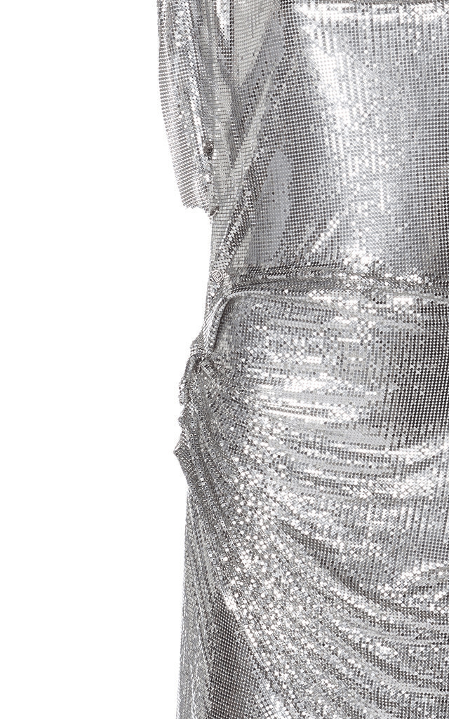Paco Rabanne Ruched Metallic Chainlink Dress In Silver ModeSens
