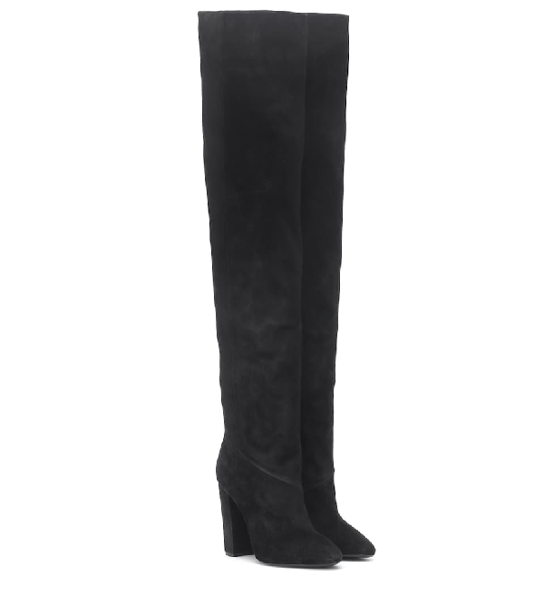 Saint Laurent Lou 100 Suede Boots In Black ModeSens