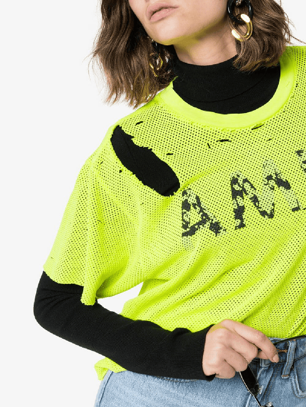 Amiri Logo Mesh Tshirt In Yellow ModeSens