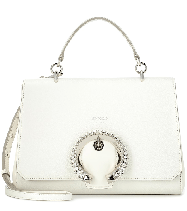 Jimmy Choo Madeline Top Handle Latte Calf Leather Top Handle Bag With