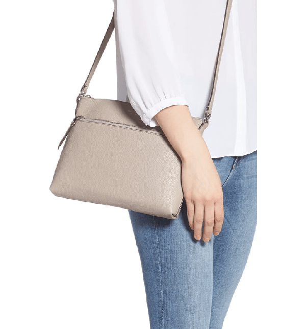 Kate Spade Medium Polly Leather Crossbody Bag Beige In Warm Taupe