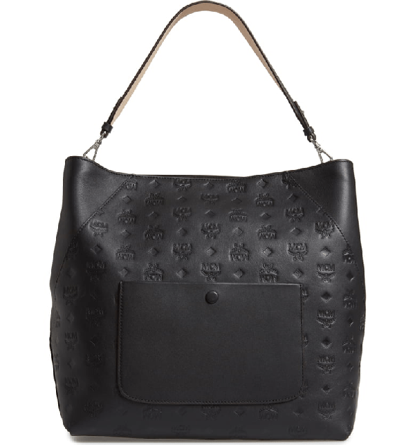Mcm Large Klara Monogram Leather Hobo Bag In Black ModeSens