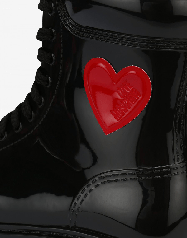 Love Moschino Rain Boots With Heart In 000 Nero ModeSens