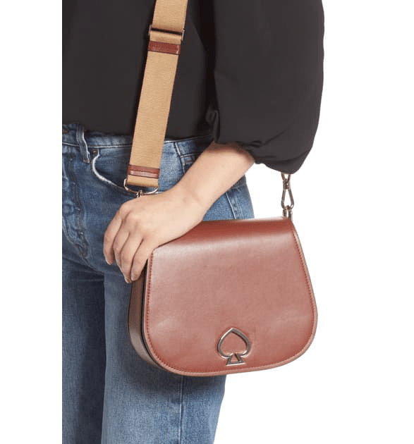 Kate Spade Large Suzy Leather Saddle Bag Brown In Cinnamon Spice