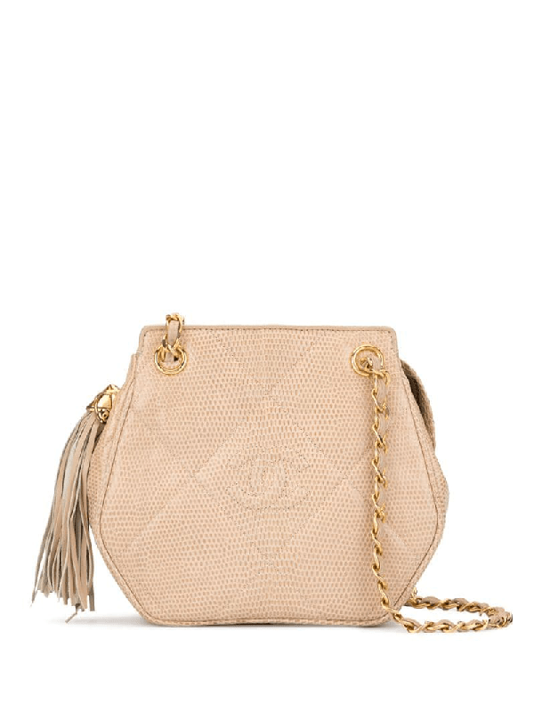Chanel Quilted Fringed Shoulder Bag In Brown ModeSens