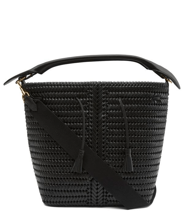 Anya Hindmarch Neeson Drawstring Woven Leather Bucket Bag In Black