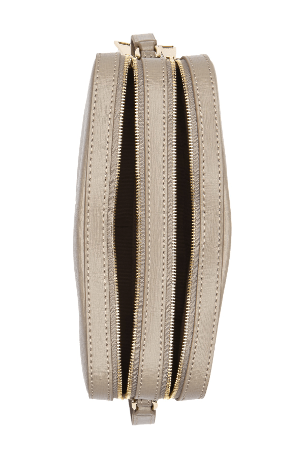 Furla Lilli Xl Double Zip Leather Crossbody Camera Bag In Sabbia B