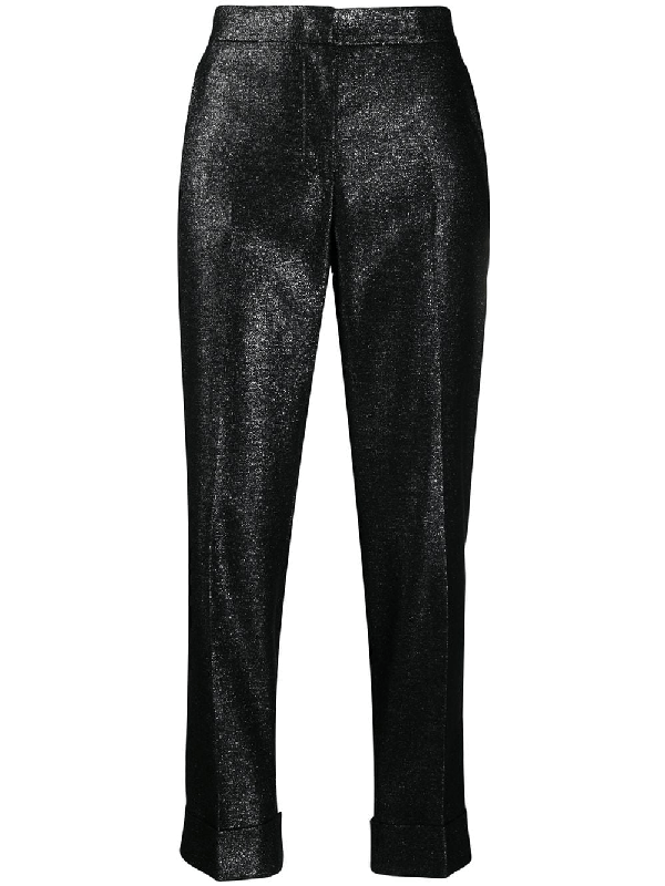 Pt01 Glitter Tailored Trousers In Black ModeSens
