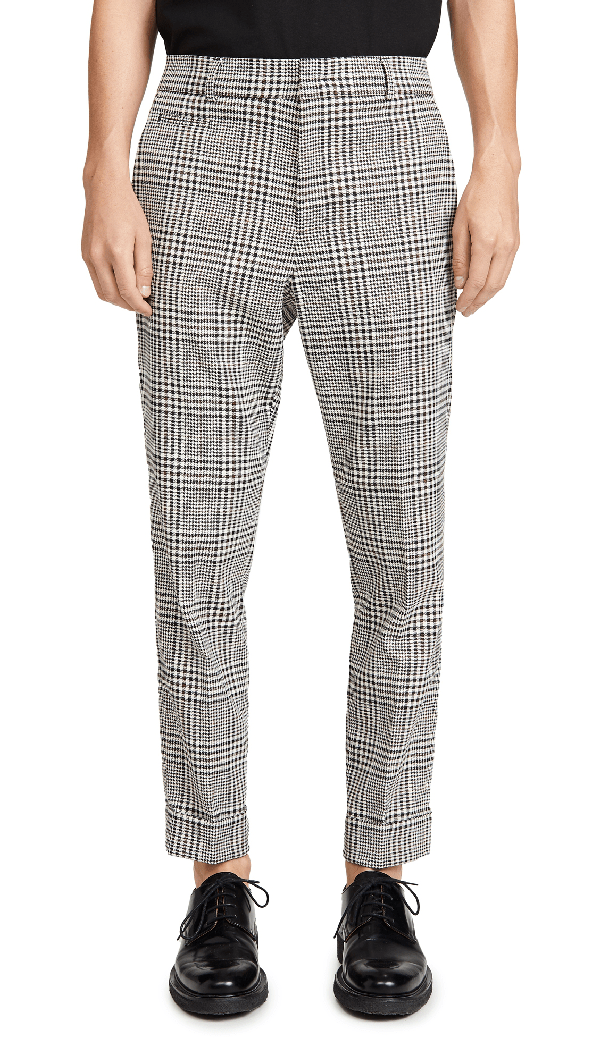 Club Monaco Drain Pipe Plaid Pants In Navy/white Multi ModeSens
