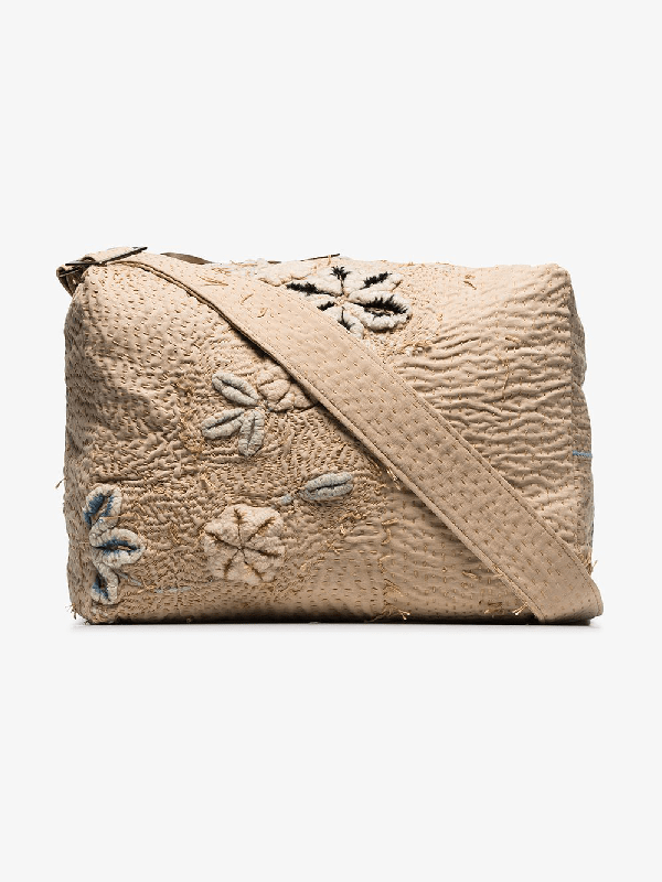 By Walid Tapestry Embroidered Messenger Bag In Neutrals ModeSens