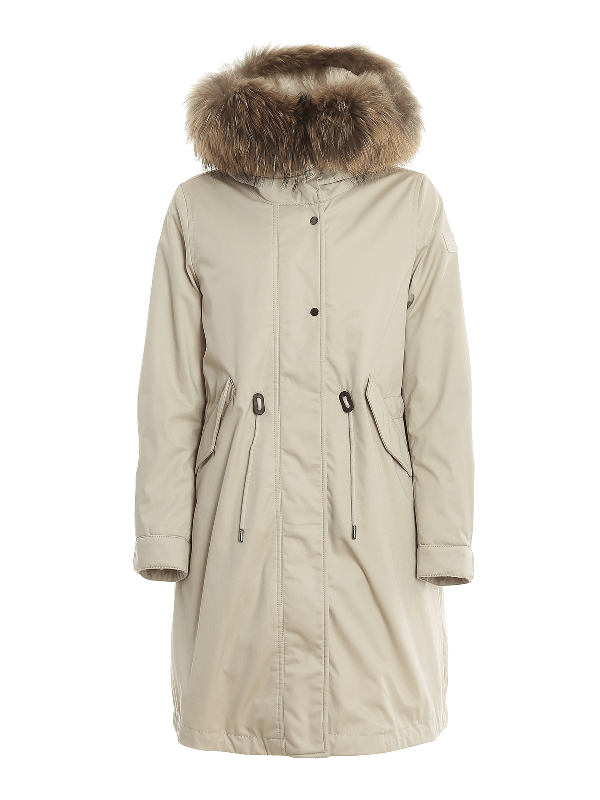 Woolrich Cascade 3 In 1 Fur Trim Padded Parka In Light Beige ModeSens