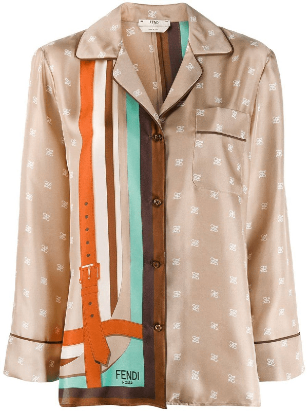 Fendi Multicolored Monogram Pajama Shirt ModeSens