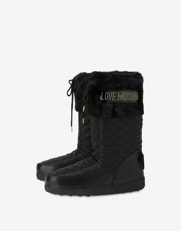 Love Moschino Quilted Shell Snow Boots In Black ModeSens
